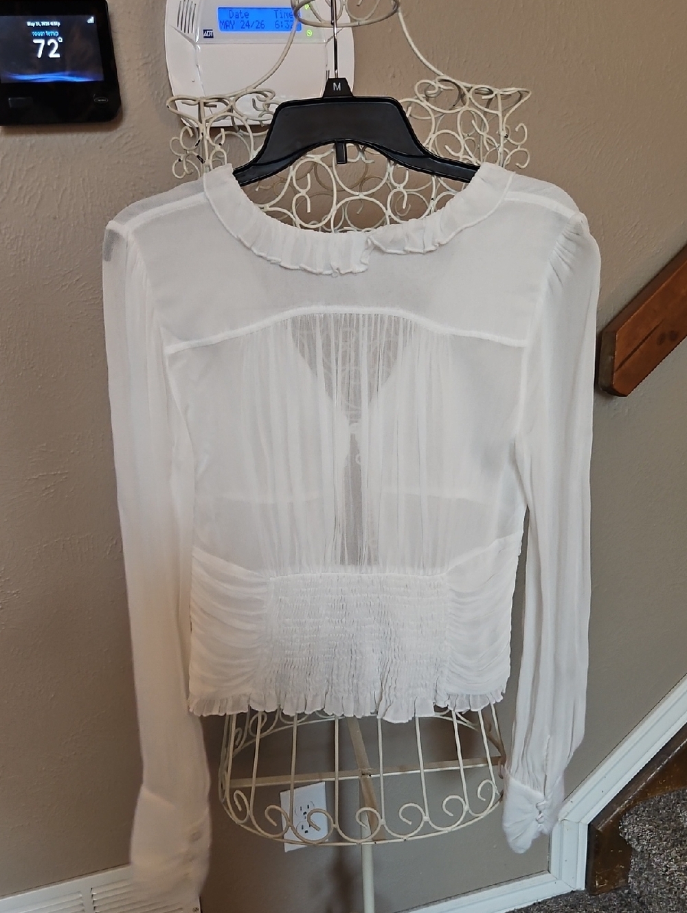 Free People Sheer Ruffle Button-Front Top - Picture 4 of 9